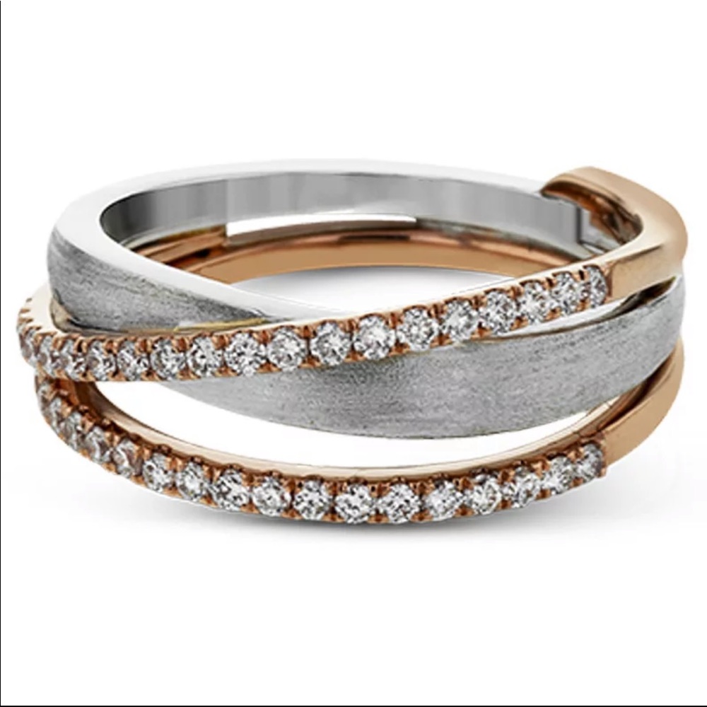 New 925 Silver Two Tone Diamond Beautiful Ring - Picture 4 of 6
